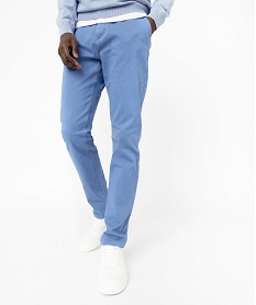 GEMO Pantalon chino en coton stretch coupe Slim homme Bleu