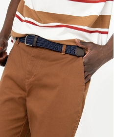 pantalon en coton homme avec ceinture tressee brunE049401_2