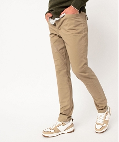 pantalon 5 poches coupe slim en toile extensible homme beigeE050701_1