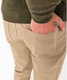 pantalon 5 poches coupe slim en toile extensible homme beigeE050701_2