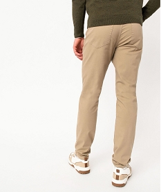 pantalon 5 poches coupe slim en toile extensible homme beigeE050701_3