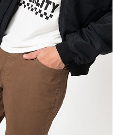 pantalon 5 poches coupe slim en toile extensible homme brunE050901_3