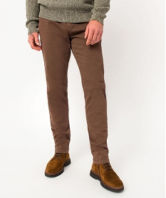 pantalon chino en coton stretch coupe slim homme brunE051101_1