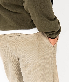 pantalon large en velours cotele avec ceinture elastique homme beigeE051401_2