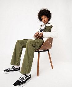 GEMO Pantalon cargo en coton sergé homme kaki standard