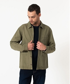 veste droite en toile de coton a col chemise homme vertE053501_2