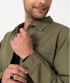 veste droite en toile de coton a col chemise homme vert manteaux et blousonsE053501_3