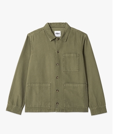 veste droite en toile de coton a col chemise homme vert manteaux et blousonsE053501_4