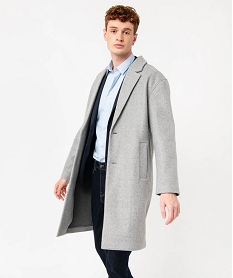 GEMO Manteau mi-long à col tailleur homme Gris