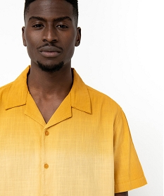 GEMO Chemise à manches courtes avec col cubain homme Jaune