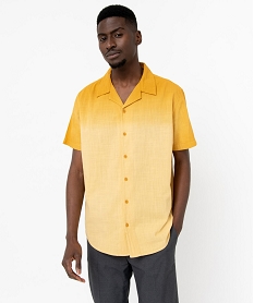 chemise a manches courtes avec col cubain homme jaune chemise manches courtesE054301_2