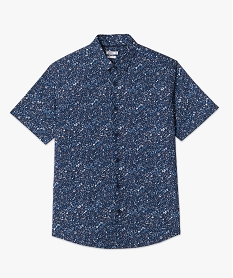 chemise droite a manches courtes a petits motifs homme bleu chemise manches courtesE054501_4