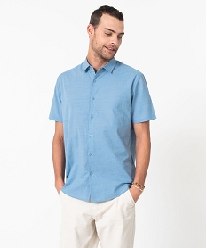 GEMO Chemise à manches courtes en coton léger homme Bleu