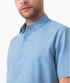 chemise a manches courtes en coton leger homme bleu chemise manches courtesE054601_2