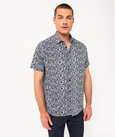 chemise droite a manches courtes imprimee homme bleuE054901_1