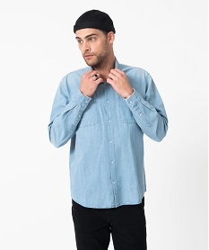 GEMO Chemise en jean coupe droite homme Bleu