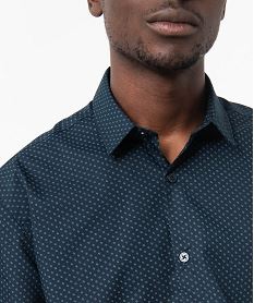 chemise manches longues coupe regular a micro-motifs homme bleu chemise manches longuesE055101_2