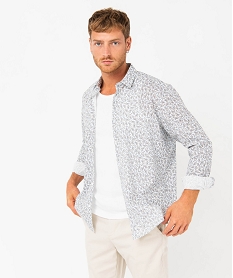 chemise manches longues a micro-motifs homme imprime chemise manches longuesE055201_1