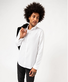 chemise manches longues en coton texture homme blancE055401_2
