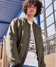 GEMO Blouson zippé style bomber homme Vert