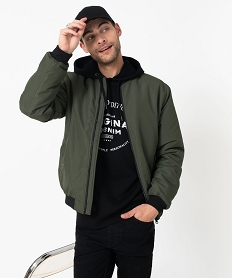 blouson zippe style bomber homme vert manteaux et blousonsE056301_3