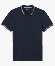 polo homme en maille piquee avec finition rayee bleuE058901_4