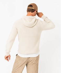 pull a capuche en maille fantaisie homme beigeE061301_3