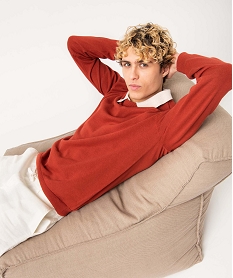 pull homme a col rond en coton rouge pullsE062101_1