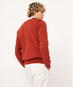 pull homme a col rond en coton rouge pullsE062101_3