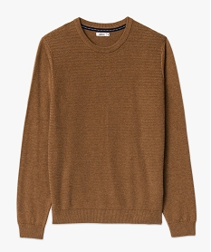 pull en coton homme avec maille fantaisie sur lavant beige pullsE062301_4