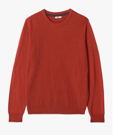 pull en coton homme avec maille fantaisie sur lavant rouge pullsE062401_4