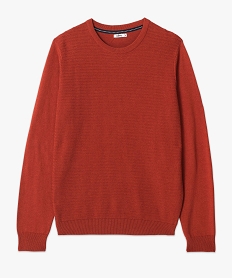 pull en coton homme avec maille fantaisie sur l’avant rouge pullsE062401_4