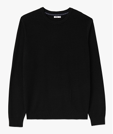 pull en coton homme avec maille fantaisie sur lavant noir pullsE062501_4