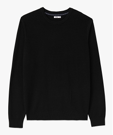 pull en coton homme avec maille fantaisie sur l’avant noir pullsE062501_4