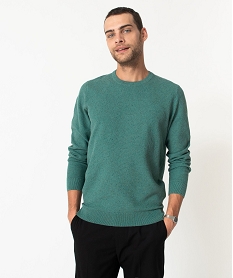 pull en maille fine mouchetee homme vert pullsE062701_2