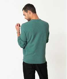 pull en maille fine mouchetee homme vert pullsE062701_3