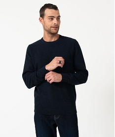 pull en maille fine mouchetee homme bleuE062801_1