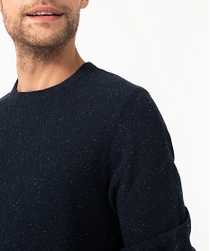 pull en maille fine mouchetee homme bleuE062801_2