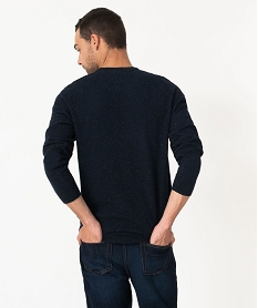 pull en maille fine mouchetee homme bleu pullsE062801_3