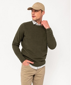 pull en maille fine mouchetee homme vertE062901_1