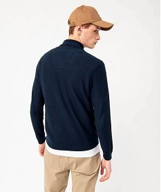 pull col chale en fine maille cotelee homme bleu pullsE064001_3
