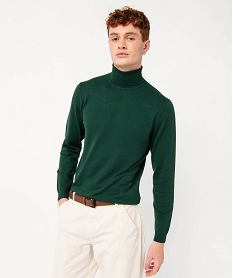 pull a col roule en maille fine homme vert pullsE064401_1