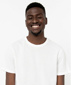 tee-shirt a manches courtes effet raye homme blanc tee-shirtsE064501_2