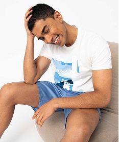 PANTALON BLEU/NAVY TEE-SHIRT BLANC:40179541856-Coton////
