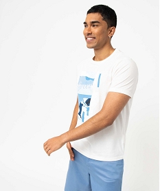 tee-shirt homme a manches courtes a motif estival blanc tee-shirtsE065401_2