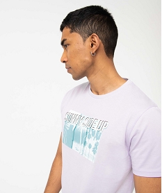 tee-shirt homme a manches courtes a motif estival violet tee-shirtsE065501_2