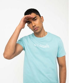 tee-shirt homme a manches courtes a motif estival bleu tee-shirtsE065601_2