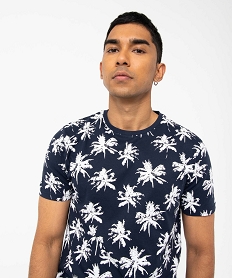 tee-shirt homme a manches courtes a motif estival bleu tee-shirtsE065701_2