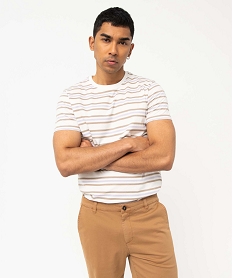 SANS GENRE CAMEL TEE-SHIRT RAYE BLANC:40179541860-Coton////