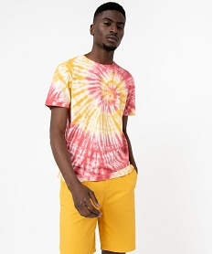 tee-shirt a manches courtes effet tie and dye homme jauneE066701_2